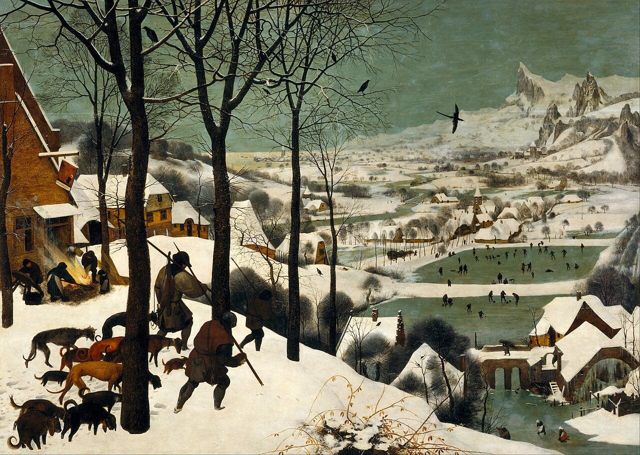 Les Chasseurs dans la neige (1565), Kunsthistorisches Museum — l'hiver le plus célèbre de la peinture — Wikimedia Commons.